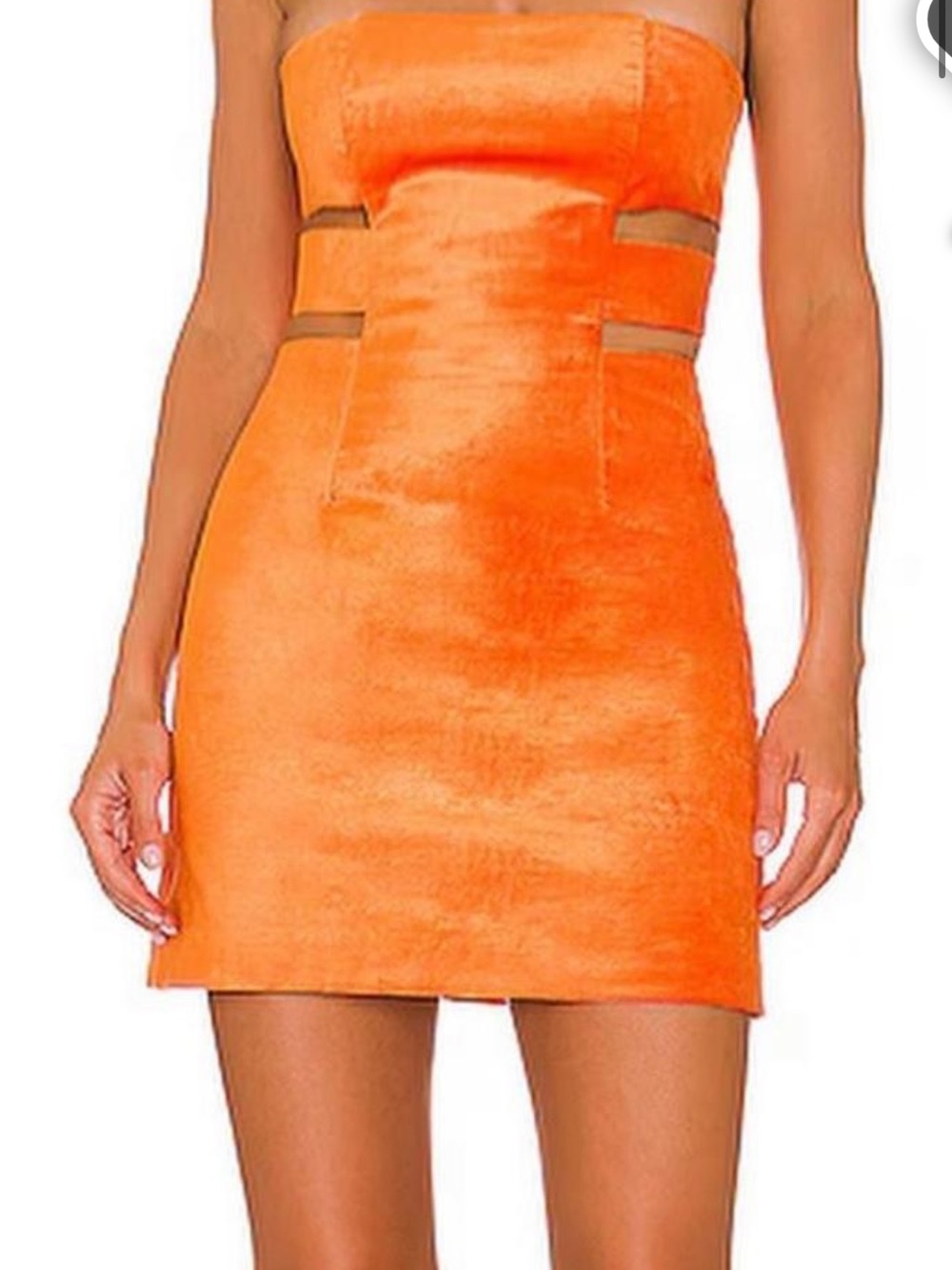 NBD Strapless Cutout Mini Dress - Vibrant Orange